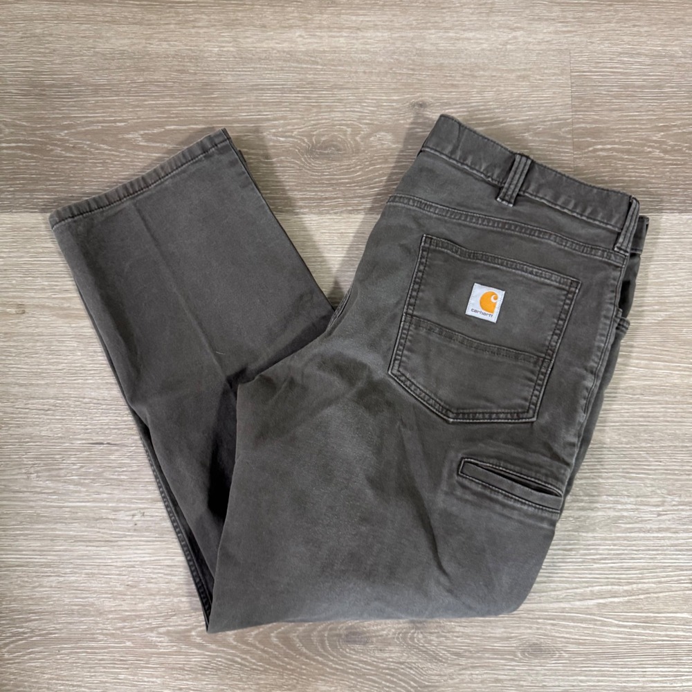 Carhartt Rugged Flex Relaxed Fit Pants Mens 38x30 Brown Canvas Work Trousers